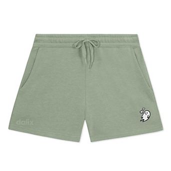 Dalix Womens Heartly Ghost Midweight Washed Fleece Shorts