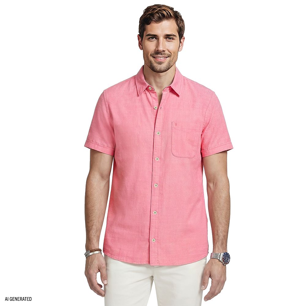 izod short sleeve dress shirts IZOD Men's Luxury Short Sleeve Button Down Shirt, Medium, Cotton