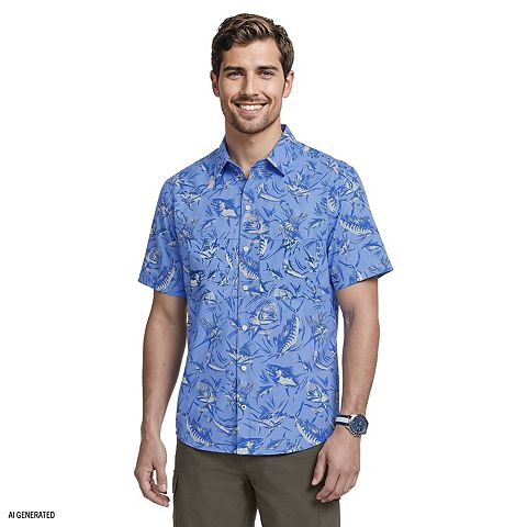 Мужские рубашки IZOD Sunshield Performance Short Sleeve Button Down Shirt