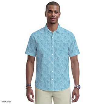 izod blue dress shirt Big & Tall Sunshield Performance Short Sleeve Button-Down Shirt, Men's, Size: Large Tall, Milky all over moisture wicking 1X - 3X New Arrivals Vegan O-Ring Chain Belt Colour:PLUM