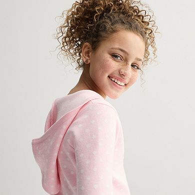 Girls 7-16 Harper & Ivy Polka Dots Zip Up Sweatshirt