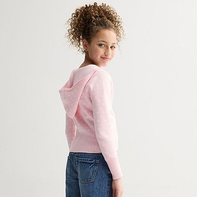 Girls 7-16 Harper & Ivy Polka Dots Zip Up Sweatshirt
