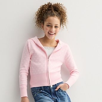 Girls 7-16 Harper & Ivy Polka Dots Zip Up Sweatshirt