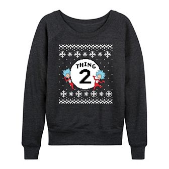 Women's Dr. Seuss The Cat In The Hat Thing Two French Terry Long Sleeve Graphic Tee