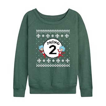 Women's Dr. Seuss The Cat In The Hat Thing Two French Terry Long Sleeve Graphic Tee