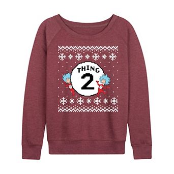 Women's Dr. Seuss The Cat In The Hat Thing Two French Terry Long Sleeve Graphic Tee