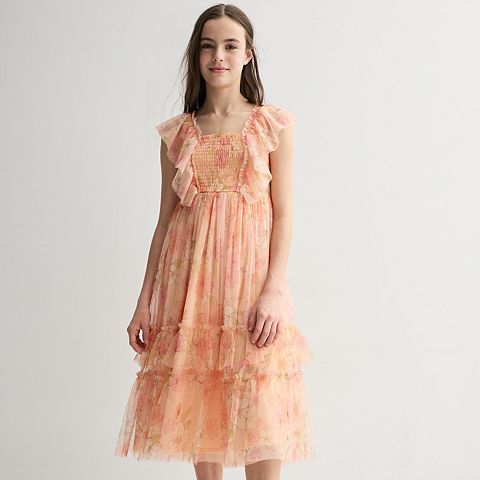 Girls 7-16 Bonnie Jean Smocked Mesh Maxi Dress