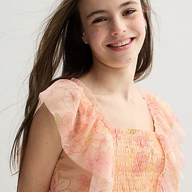 Girls 7-16 Bonnie Jean Smocked Mesh Maxi Dress