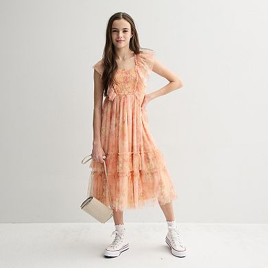 Girls 7-16 Bonnie Jean Smocked Mesh Maxi Dress