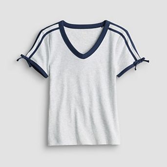 Girls 7-16 SO® V-Neck Bow Tee in Regular & Plus Size