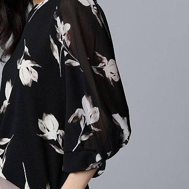 Women's Simply Vera Vera Wang Mixed Media Twist Sleeve Top