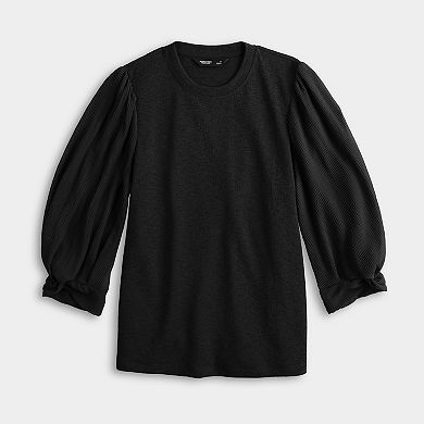 Women's Simply Vera Vera Wang Mixed Media Twist Sleeve Top