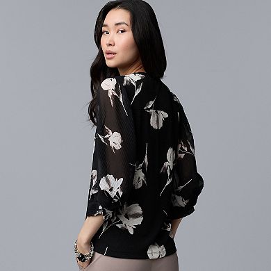 Women's Simply Vera Vera Wang Mixed Media Twist Sleeve Top