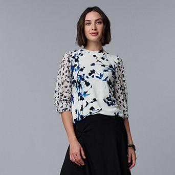 Women's Simply Vera Vera Wang Mixed Media Twist Sleeve Top