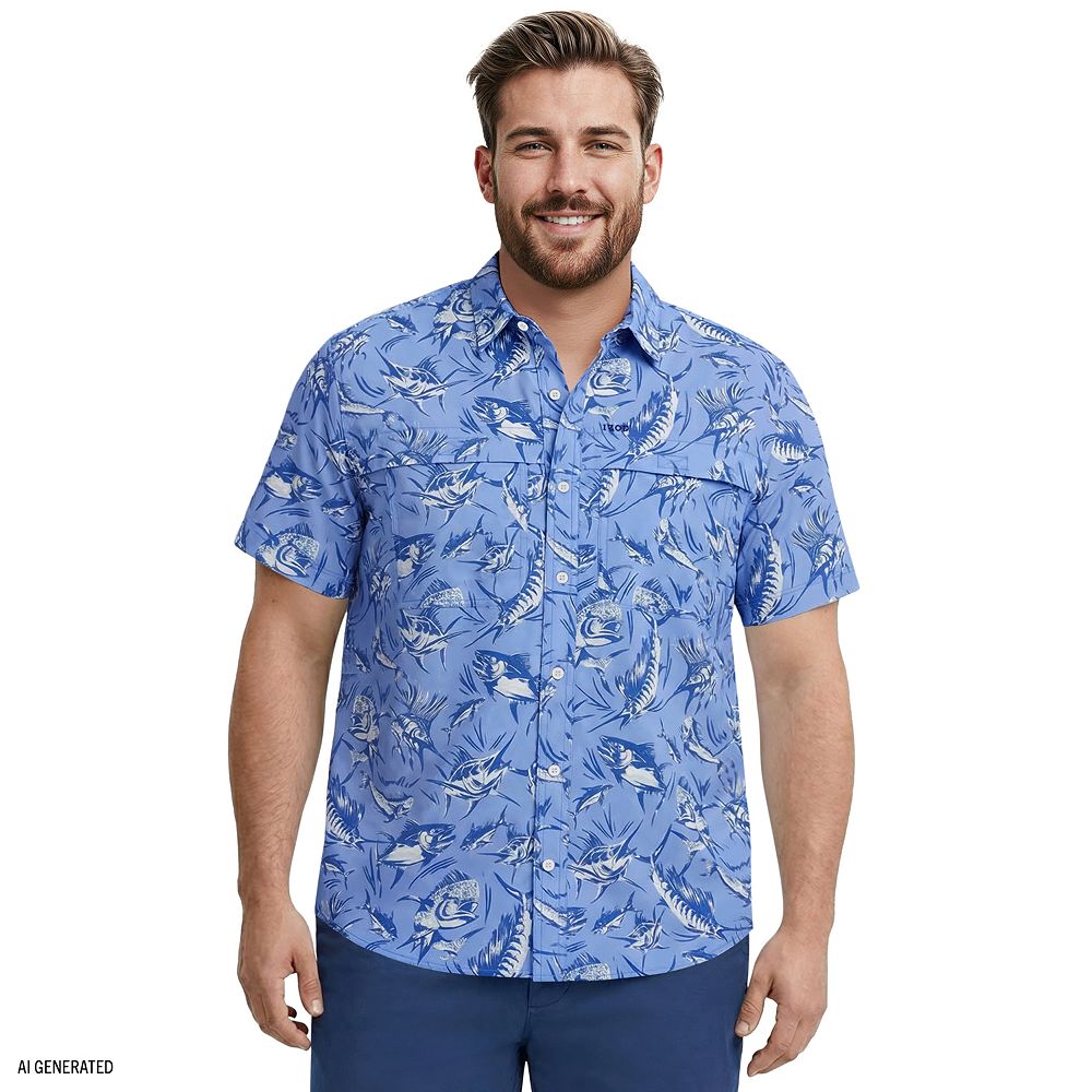 Big & Tall IZOD Sunshield Performance Short Sleeve Button-Down Shirt