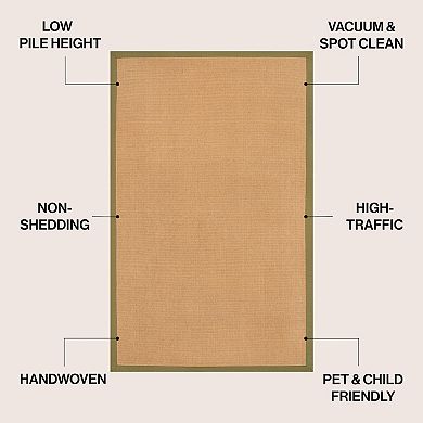 Camden Farmhouse Cottage Border Jute Area Rug