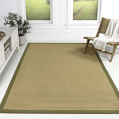 Camden Farmhouse Cottage Border Jute Area Rug