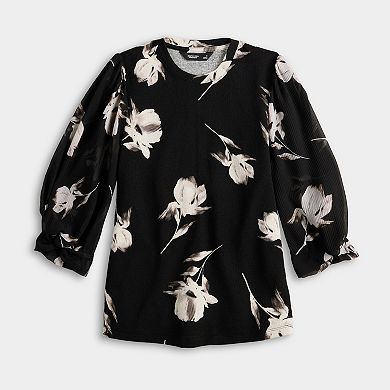 Petite Simply Vera Vera Wang Mixed Media Twist Sleeve Top