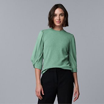 Petite Simply Vera Vera Wang Mixed Media Twist Sleeve Top