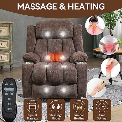 Merax Chenille Power Lift Recliner Chair, Heavy Duty Motion Mechanism with 8-Point Vibration Massage