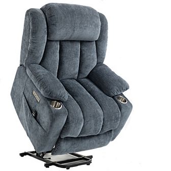 Merax Chenille Power Lift Recliner Chair, Heavy Duty Motion Mechanism with 8-Point Vibration Massage