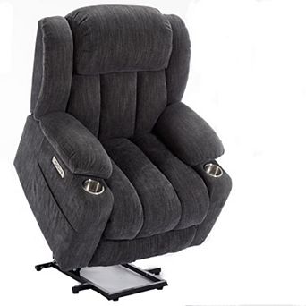 Merax Chenille Power Lift Recliner Chair, Heavy Duty Motion Mechanism with 8-Point Vibration Massage