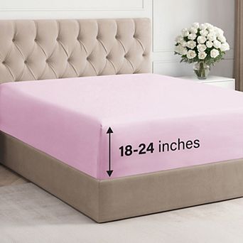 CGK Linens Microfiber Fitted Sheet, Extra Deep Pocket Fits 18" - 24" Inch Mattresses