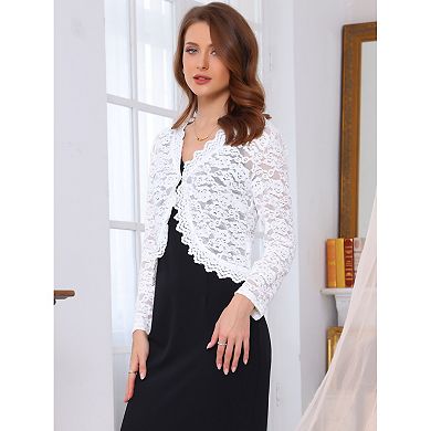 Women's Evening Shrug Long Sleeve Lace Cocktail Formal Bolero