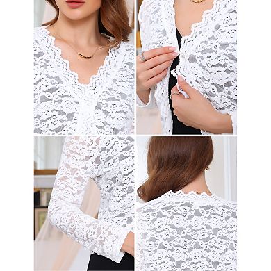 Women's Evening Shrug Long Sleeve Lace Cocktail Formal Bolero