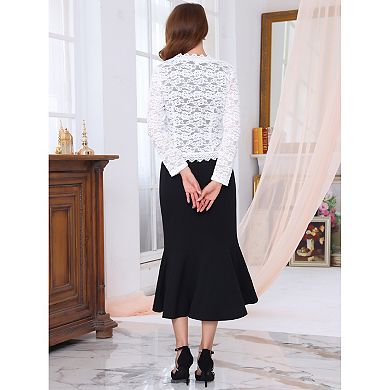 Women's Evening Shrug Long Sleeve Lace Cocktail Formal Bolero