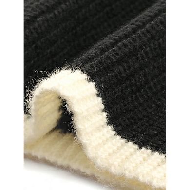 Women Long Sleeve Pullover Sweaters Striped Lapel Collar Color Block Casual Loose Blouses Tops