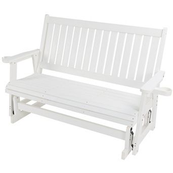 Patio Glider Two-Seat with Cup Holders, All-Weather Resistant, High Backrest & Deep Contoured Seat