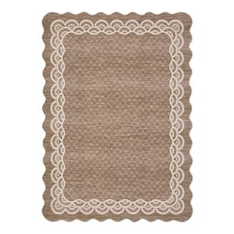 Garvee Flounce Bordered Area Rug Stain Resistant Non Slip Throw Rug for Living Room Bedroom Kitchen