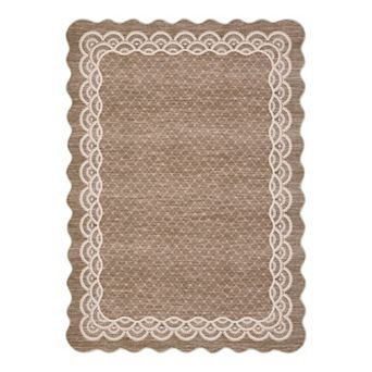 Garvee Flounce Bordered Area Rug Stain Resistant Non Slip Throw Rug for Living Room Bedroom Kitchen