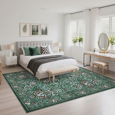 Garvee Machine Washable Rustic Area Rug Non Slip Low Pile Soft Rug for Bedroom Kitchen Bathroom