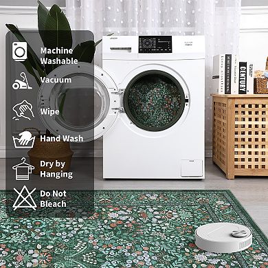 Garvee Machine Washable Rustic Area Rug Non Slip Low Pile Soft Rug for Bedroom Kitchen Bathroom