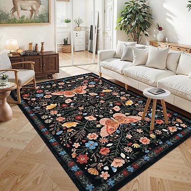 Garvee Machine Washable Non Slip Area Rug Refined Pastoral Style Rug for Living Room Bedroom Kitchen