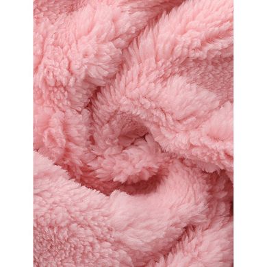 Women's Flannel Nightgown Fuzzy Fleece O Neck Pullover Nightdress Winter Sleepdress with Pocket