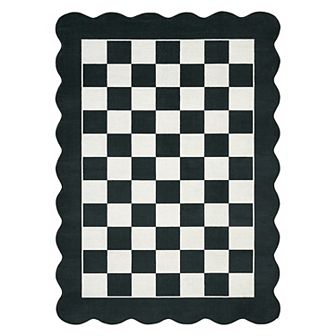 Garvee Contemporary Plaid Area Rug Non Slip Machine Washable Indoor Rug for Bedroom Kitchen Laundry