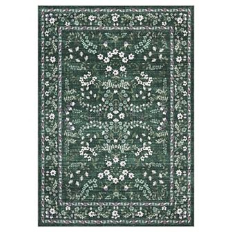 Garvee Machine Washable Garden Rug Floral Patterns Non Slip Stain Resistant Area Rug for Home Decor