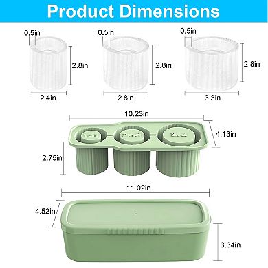 Silicone Ice Cube Tray for 20/30/40oz Stanley Cup with Lid & Storage Bin
