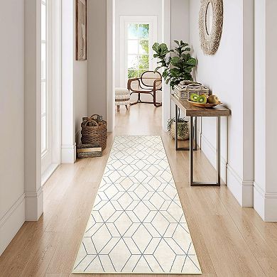 Garvee Modern Geometric Area Rug Machine Washable Non Slip Foldable Rugs for Living Room Bedroom