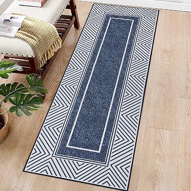 Garvee Modern Bordered Washable Area Rugs Soft Washable Floorcover Mat for Bedroom Living Room