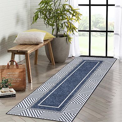 Garvee Modern Bordered Washable Area Rugs Soft Washable Floorcover Mat for Bedroom Living Room