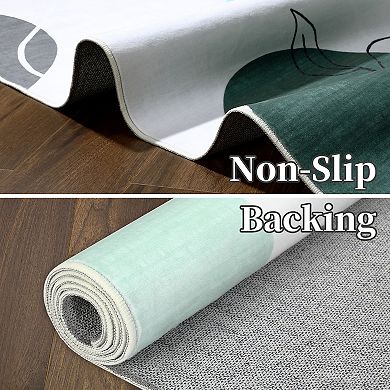 Garvee Abstract Art Throw Mat Modern Floral Washable Indoor Throw Floor Carpet