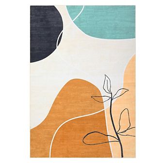 Garvee Abstract Art Throw Mat Modern Floral Washable Indoor Throw Floor Carpet