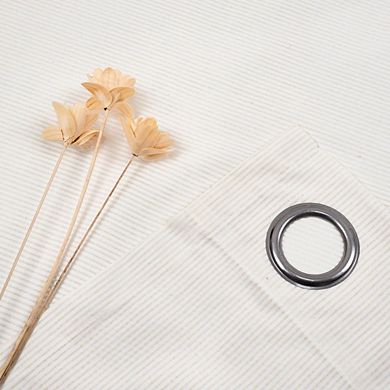 Serenity Poly/Cotton Blend Two Tone Stripes Top Grommet Top Pairs Sheer Curtain