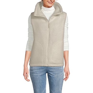 Women's Lands' End Fleece Sherpa Reversible Mixed Media Vest