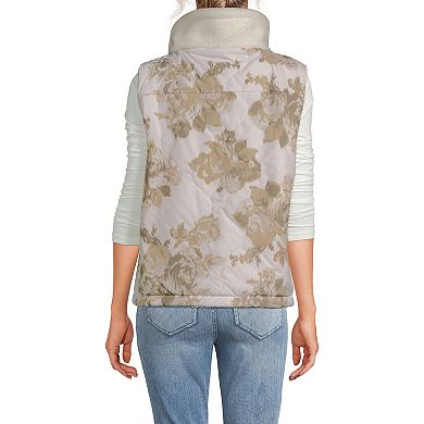 Women's Lands' End Fleece Sherpa Reversible Mixed Media Vest