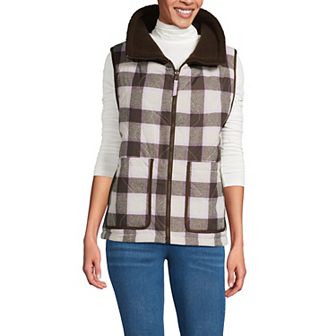 Women's Lands' End Fleece Sherpa Reversible Mixed Media Vest